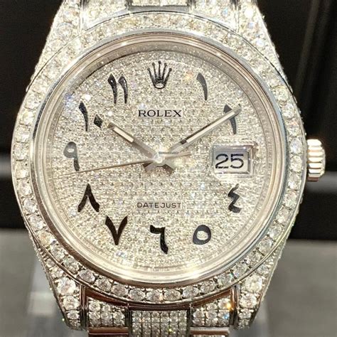 ice out rolex fake|iced out rolex arabic dial.